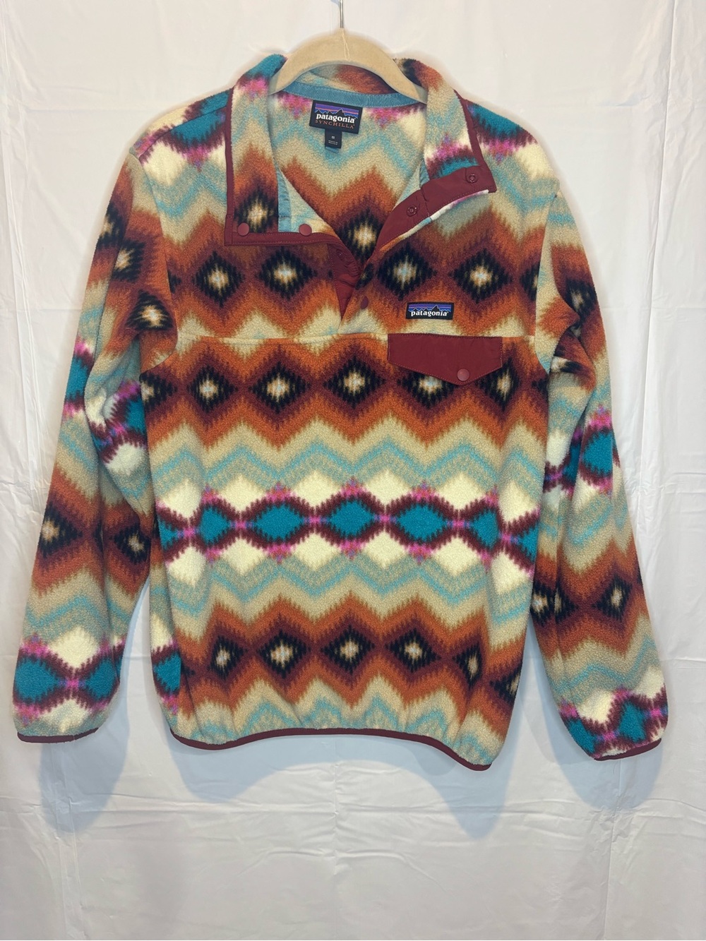 Patagonia Lightweight Synchilla Snap-T Pullover Timber Twist Aztec Fleece M